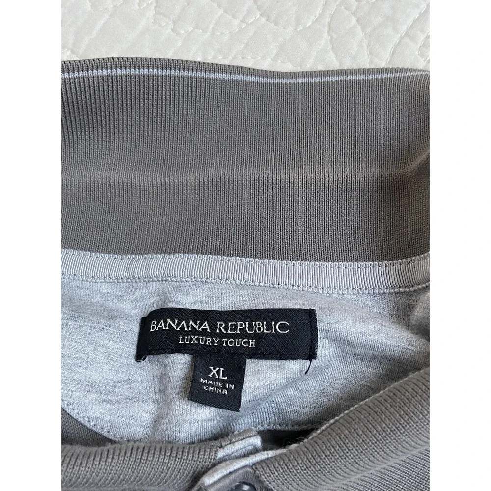 Banana Republic Mens Luxury Touch Polo Short Sleeve Grey Shirt XL